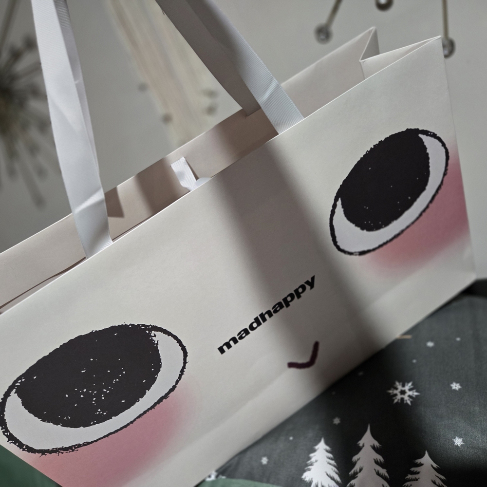 Madhappy White and Pink Eye Design Tote